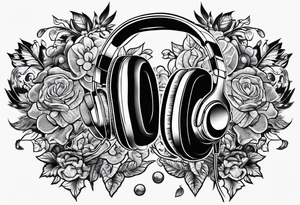 money with headphones with microphone tattoo idea