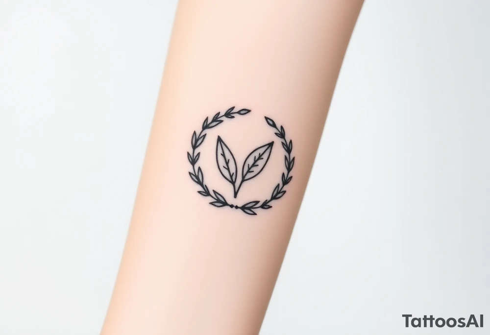 wreath of victory with one leaf reversed/broken tattoo idea