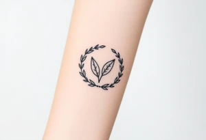 wreath of victory with one leaf reversed/broken tattoo idea