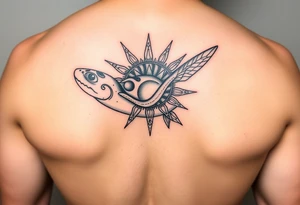 Polynesian sun turtle shark manta fish hook tattoo idea