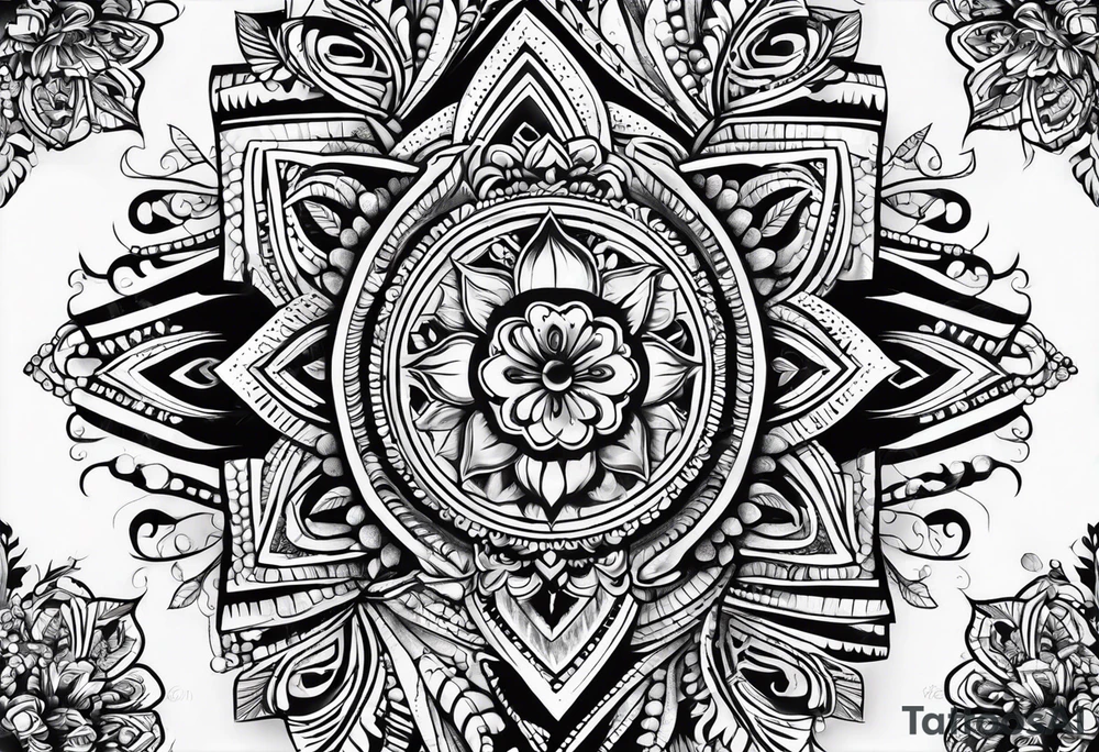 Fijian with only flowers and patterns tattoo idea