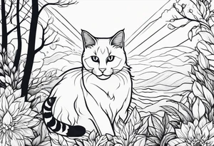 simple nature, with a cat in fire tattoo idea