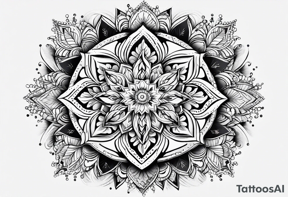 Angular Snowflake mandala tattoo idea