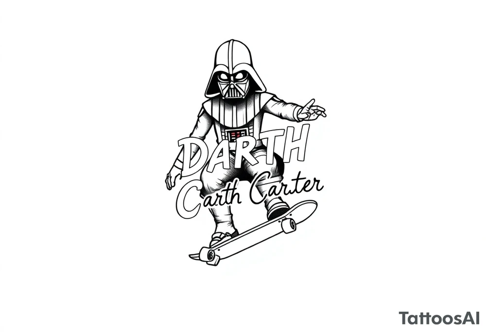Skateboarding Darth Vader
WORDS in star wars font "Darth Carter"
12/29/88-01/06/24 tattoo idea