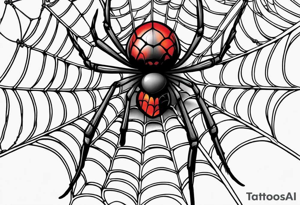 Spider web with black widow tattoo idea