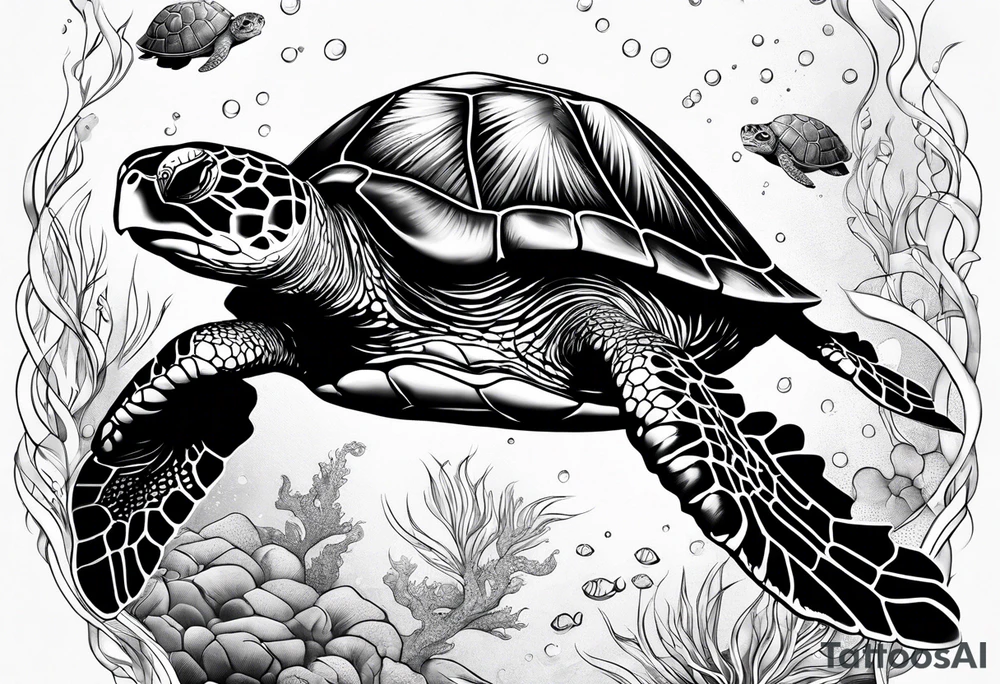 Leg tattoo
Sea turtle
Underwater tattoo idea
