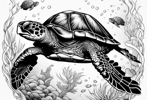 Leg tattoo
Sea turtle
Underwater tattoo idea