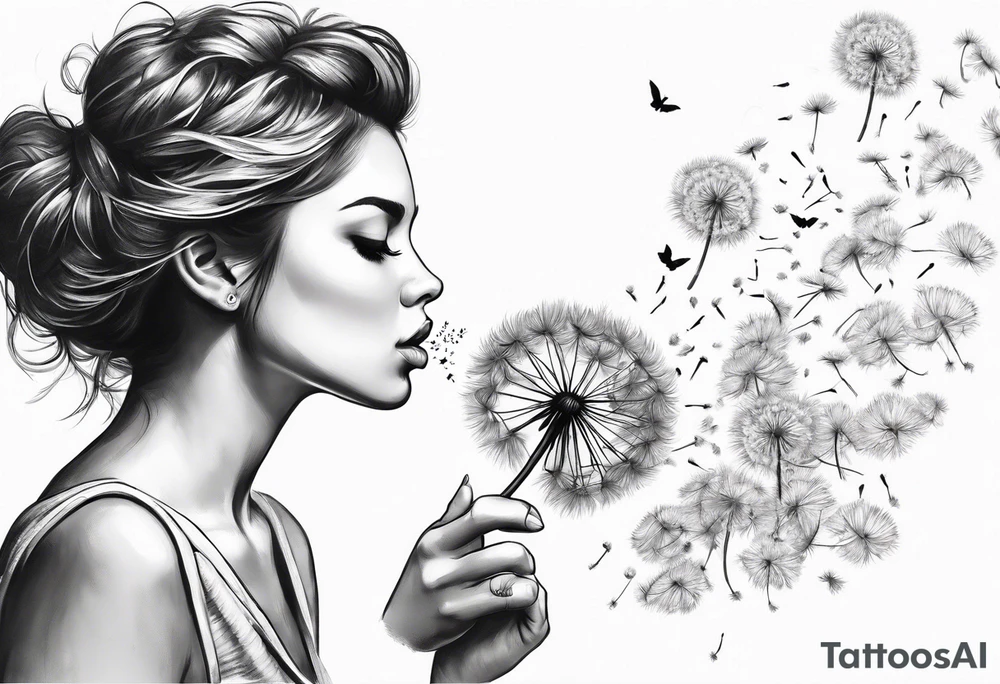 Blowing dandelion flying away tattoo idea