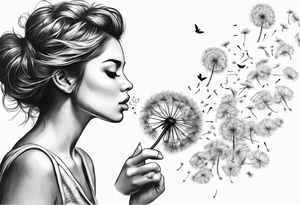 Blowing dandelion flying away tattoo idea