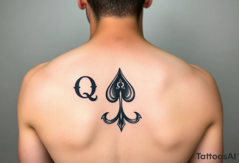 a Q and a spade sketch tattoo idea