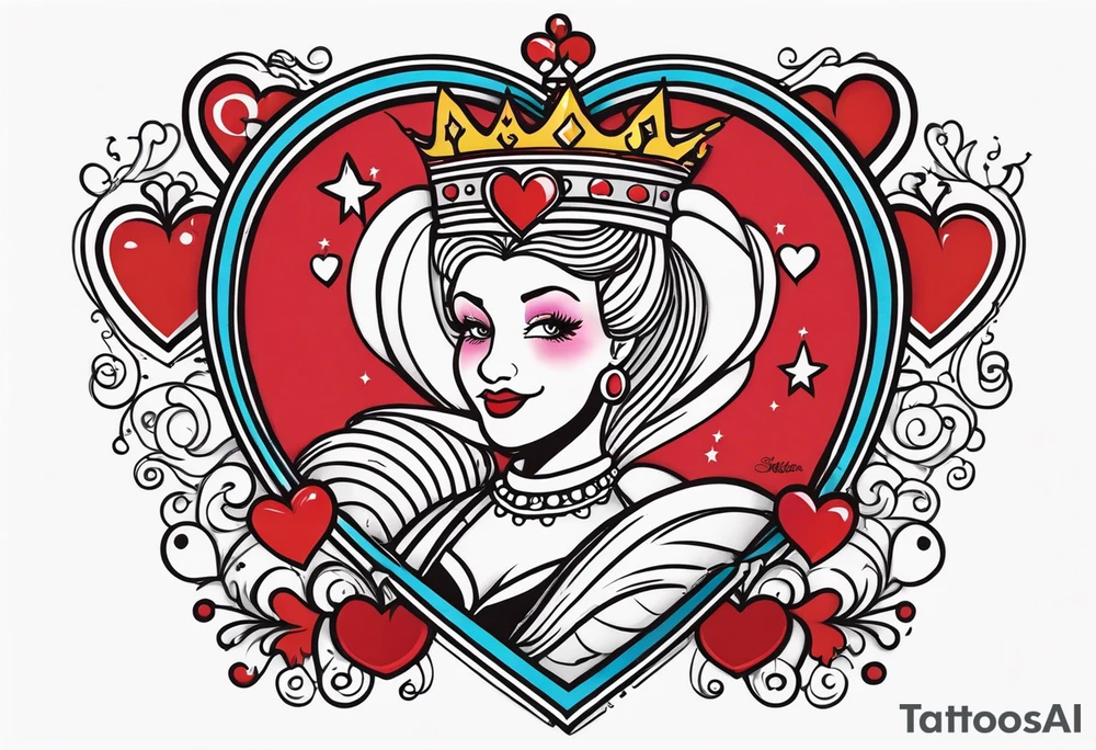 queen of hearts -on forearm - with text saying "queen starleen" tattoo idea