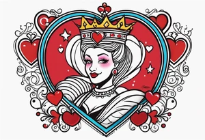 queen of hearts -on forearm - with text saying "queen starleen" tattoo idea