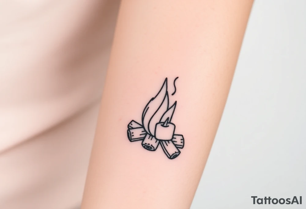 Bonfire with marshmallow tattoo idea