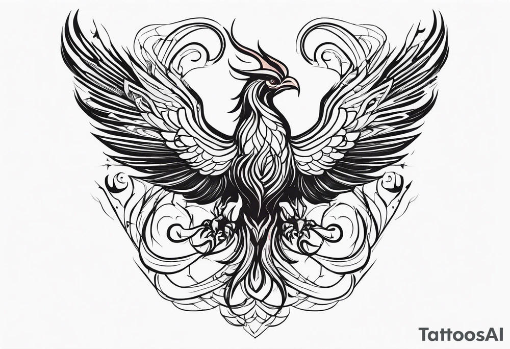 A Phoenix rising up as it's being stung by a scorpion tattoo idea