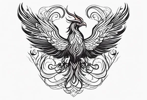 A Phoenix rising up as it's being stung by a scorpion tattoo idea