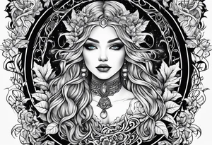 vine wrapping with mystical creatures in between tattoo idea