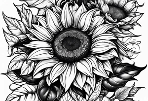 Sunflower viking sleeve tattoo idea