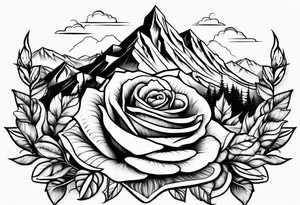 Mountain, rose and dessert tattoo idea