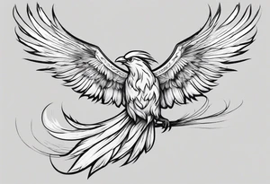 Phoenix bird flying and fading away while burning

, tattoo idea