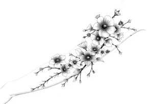 flowers and branches with thorns tattoo idea