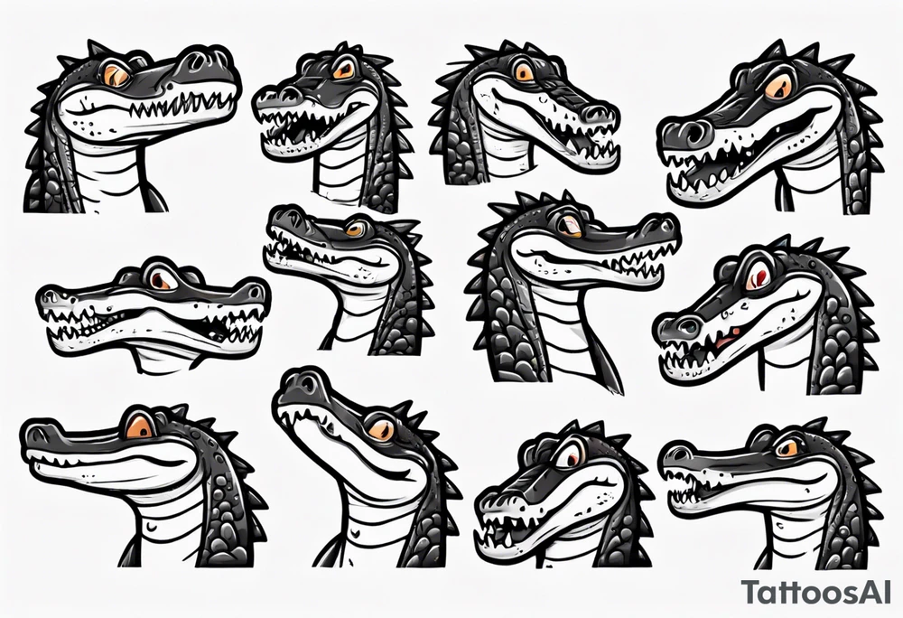 A cute cartoon crocodile crying tattoo idea