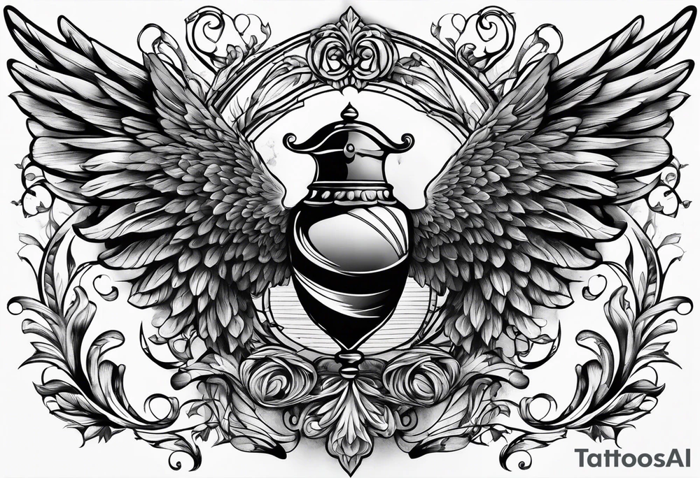 An angelic tattoo featuring an acorn with wings tattoo idea