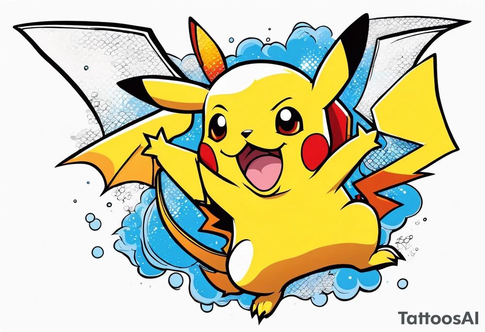 Pikachu on charizards shoulders tattoo idea