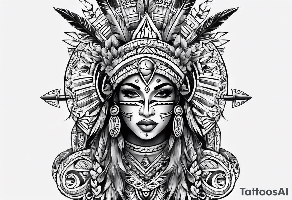 Puerto Rican tribal arm tattoo with spears tattoo idea