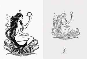 create a sketch of a minimalist mermaid tattoo including the number 311 tattoo idea