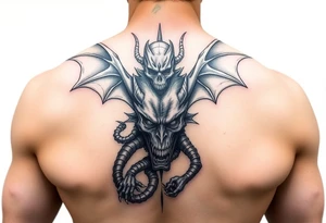 Full arm sleeve dark demons taking over body tattoo idea