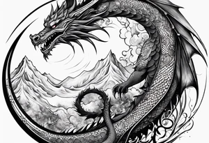Moon and a dragon tattoo idea