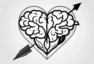 Picture of a heart and brain with an arrow pointing down underneath tattoo idea