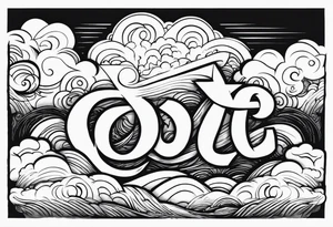 God, in a biblical text. Clouds behind it tattoo idea