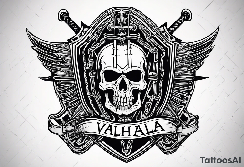 Valhalla sword shield barb wire tattoo idea