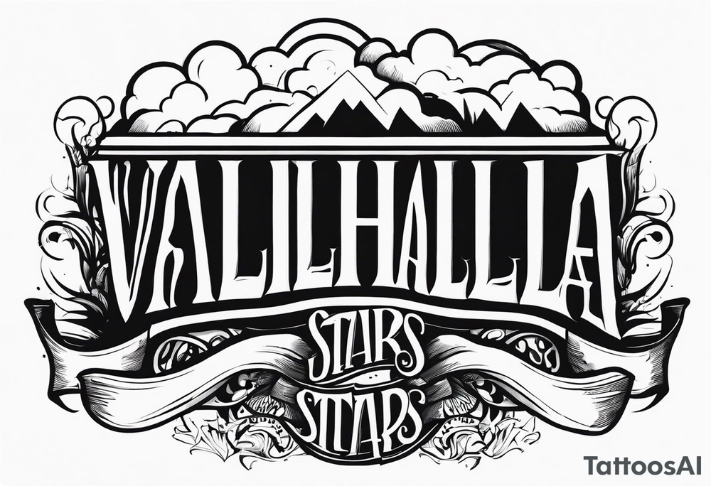 Valhalla stairs fog clouds tattoo idea