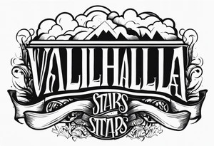 Valhalla stairs fog clouds tattoo idea