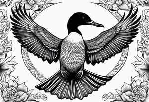 A loon with its wings spread tattoo idea
