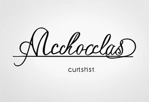 Nicholas written in cursive on spine tattoo idea
