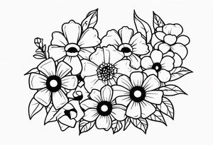 Flowers and lego bricks tattoo idea