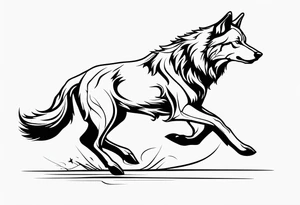 buck running next to wolf tattoo idea