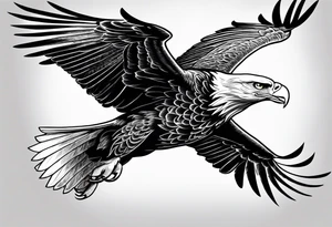 A majestic eagle soaring high in the sky, wings fully spread, capturing the essence of freedom and power tattoo idea