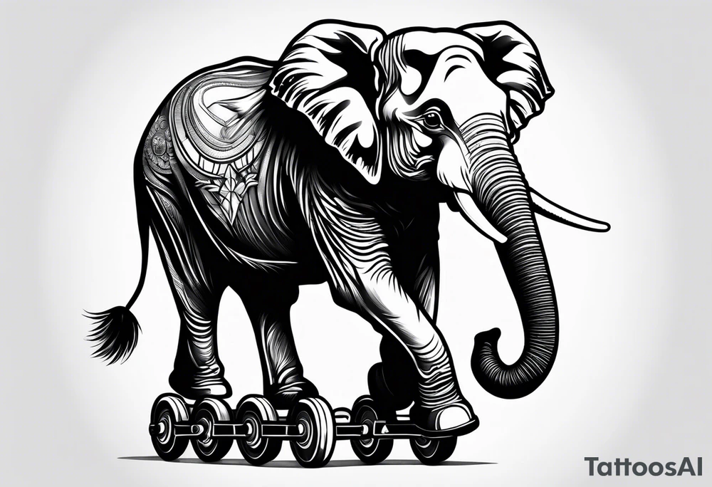 Elephant with roller skates tattoo idea