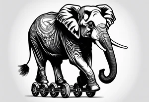 Elephant with roller skates tattoo idea