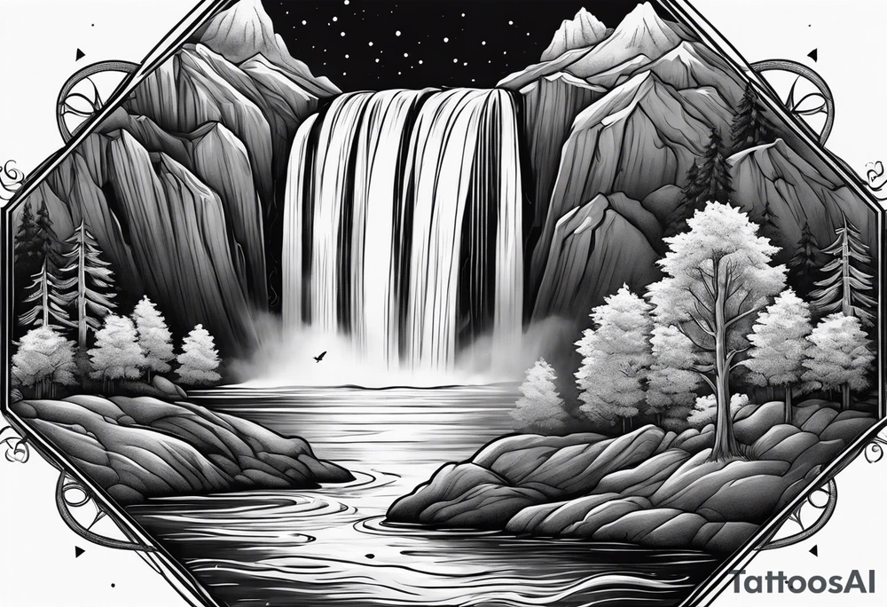 A giant from the Canadian folklore the sleeping giant sleeping under a waterfall tattoo idea