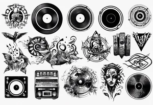 sound music vinyl DJ tattoo idea