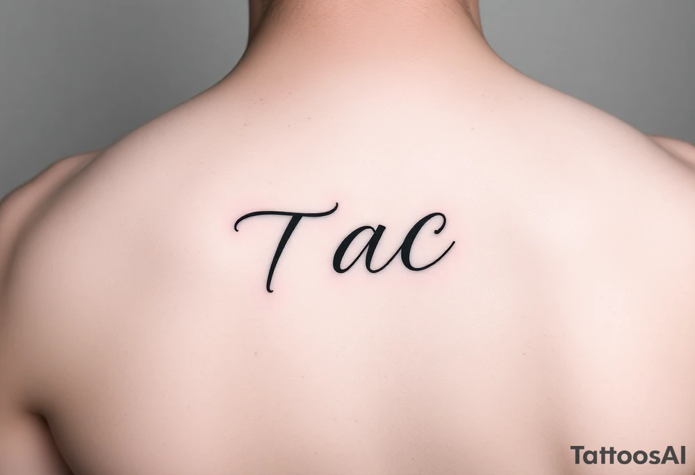 The initials TAC in small dainty writing tattoo idea