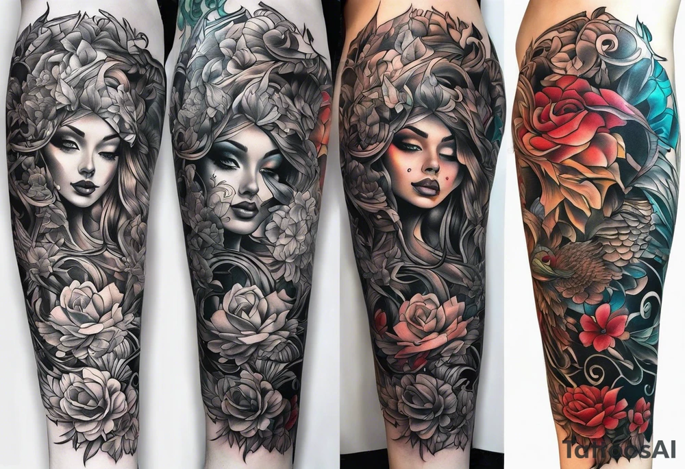 Full leg tattoo drawing on paper tattoo idea