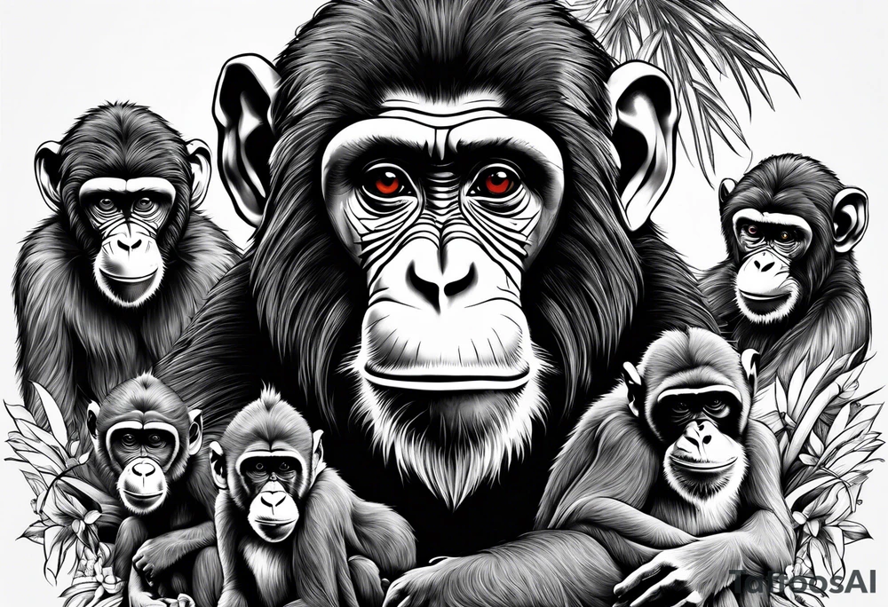 Family of monkeys tattoo idea