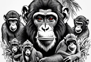 Family of monkeys tattoo idea