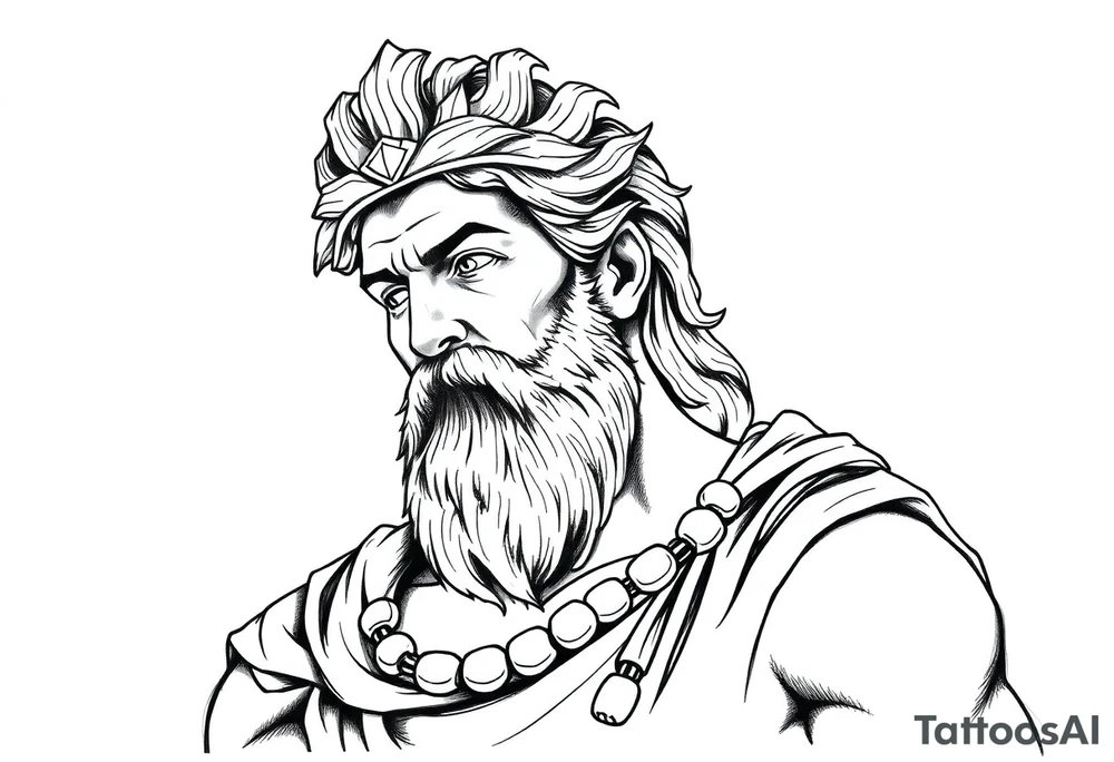 GREEK GOD LOOKING OVER HIS EMPIRE tattoo idea
